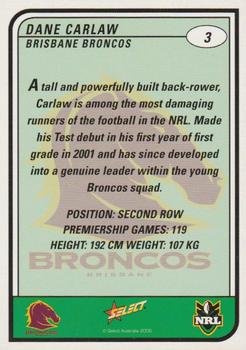2005 Select Tradition #3 Dane Carlaw Back